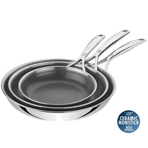 20-24-28 cm - Zwilling Peak Set Padelle Antiaderenti In Acciaio Inox - Set 3 Pz