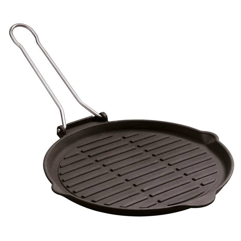 25 Cm Paderno Bistecchiera Grill Rotonda In Ghisa Smaltata Con Manico