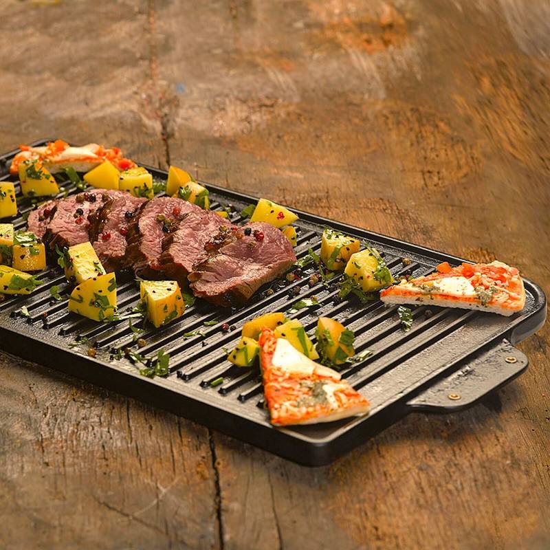26X47 Cm Paderno Bistecchiera Grill Rettangolare In Ghisa Smaltata Reversibile