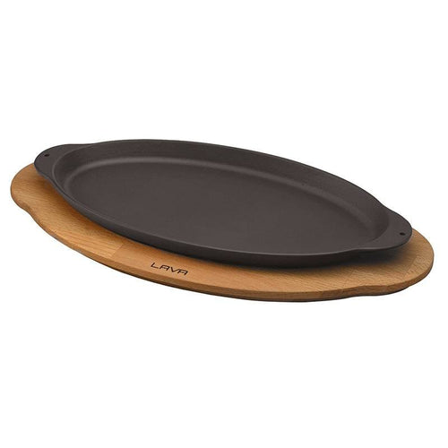 29 5X15 5 Cm Paderno Cast Iron Cookware Piatto In Ghisa Con Supporto In Legno