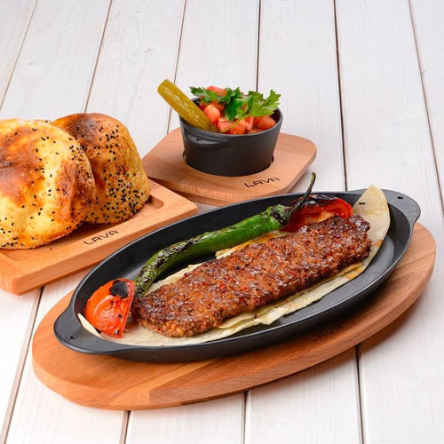 29 5X15 5 Cm Paderno Cast Iron Cookware Piatto In Ghisa Con Supporto In Legno