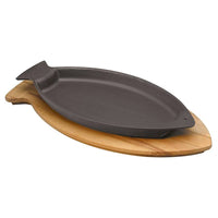 24X15 Cm Paderno Cast Iron Cookware Piatto In Ghisa Con Supporto In Legno