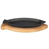 24X15 Cm Paderno Cast Iron Cookware Piatto In Ghisa Con Supporto In Legno