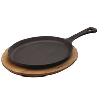 17 Cm Paderno Cast Iron Cookware Piatto In Ghisa Con Supporto In Legno