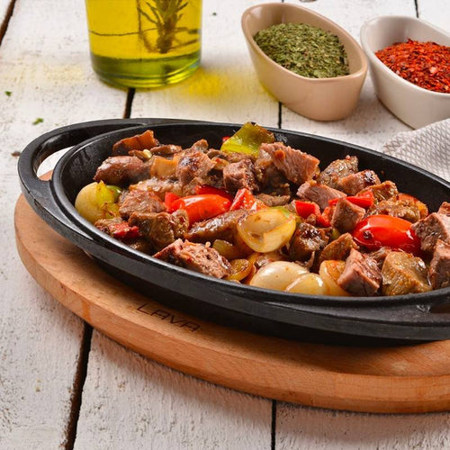 21X14 Cm Paderno Cast Iron Cookware Piatto In Ghisa Con Supporto In Legno