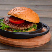 16 Cm Paderno Cast Iron Cookware Piatto In Ghisa Con Supporto In Legno