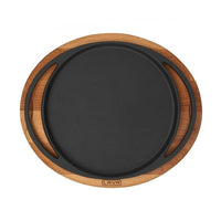 16 Cm Paderno Cast Iron Cookware Piatto In Ghisa Con Supporto In Legno