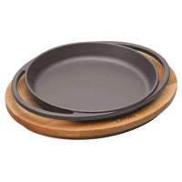20 Cm Paderno Cast Iron Cookware Piatto In Ghisa Con Supporto In Legno
