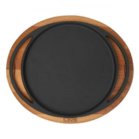 20 Cm Paderno Cast Iron Cookware Piatto In Ghisa Con Supporto In Legno