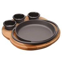 20 Cm Paderno Cast Iron Cookware Piatto In Ghisa Con Supporto In Legno