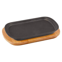 32X20 Cm Paderno Cast Iron Cookware Piatto In Ghisa Con Supporto In Legno