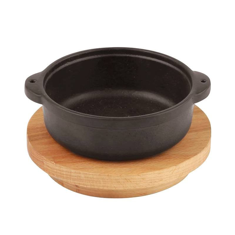 Paderno Casseruola Rotonda In Ghisa Con Supporto In Legno