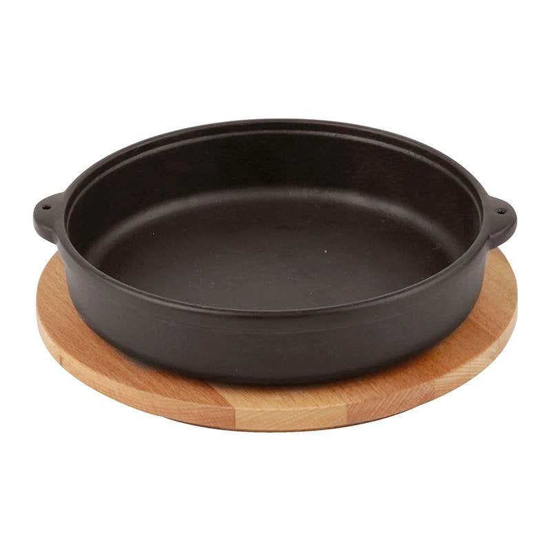 Paderno Casseruola Rotonda In Ghisa Con Supporto In Legno