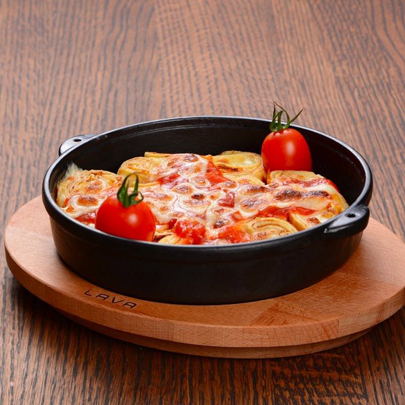 Paderno Casseruola Rotonda In Ghisa Con Supporto In Legno