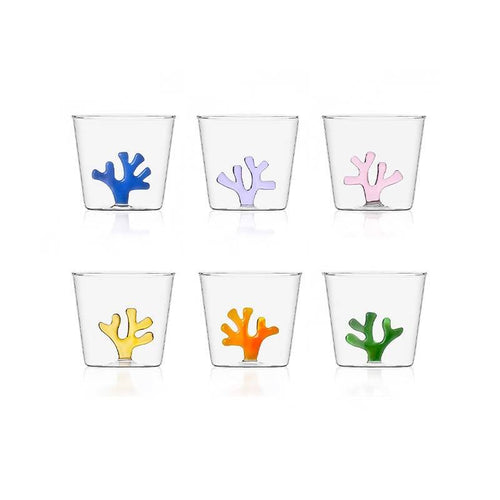 35 Cl Ichendorf Coral Reef Bicchiere Acqua Corallo In Vetro Borosilicato Set 6 Pezzi