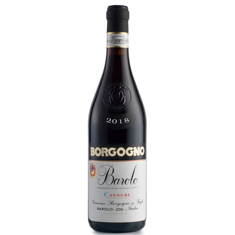 Cannubi Barolo DOCG 2018 Borgogno + 2 Burgundy Glasses Denk’Art 96 cl