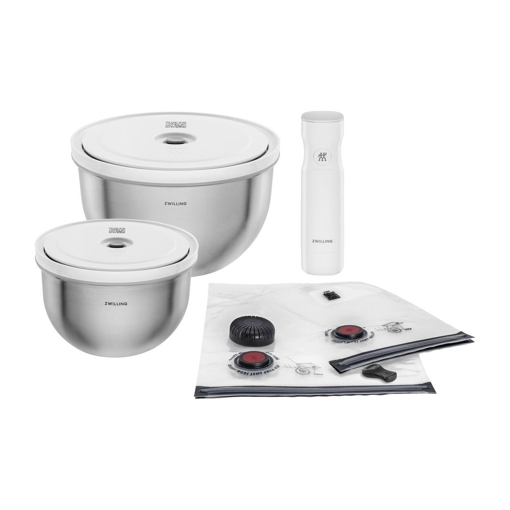 Zwilling Fresh & Save Kit Sottovuoto Con Contenitori In Acciaio e Pompetta Per Sottovuoto - Set 9 Pz