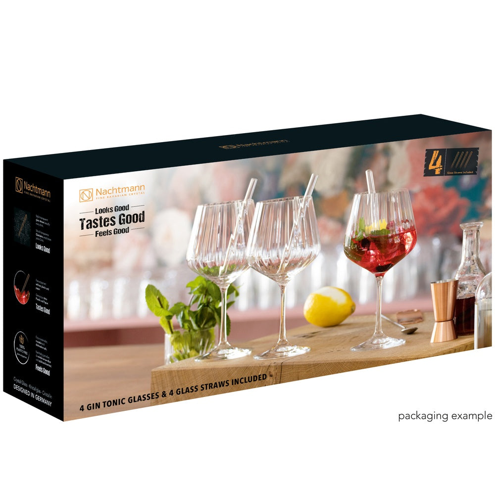 63.7 cl - Nachtmann Tastes Good Calice Cocktail Gin & Tonic Con Cannuccia In Vetro - Set 4 Pz