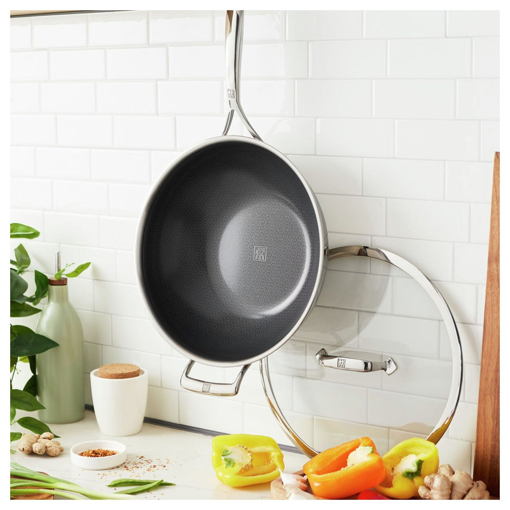 Zwilling Peak Wok Antiaderente Con Coperchio In Acciaio Inox Con Rivestimento Ceraforce Hycoat