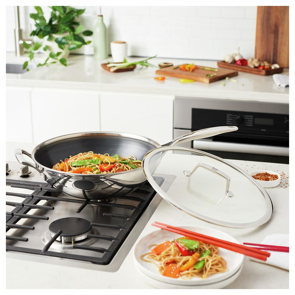 Zwilling Peak Wok Antiaderente Con Coperchio In Acciaio Inox Con Rivestimento Ceraforce Hycoat