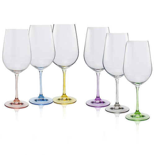 55 Cl Crystalex Bohemia Rainbow Calice Vino Rosso In Vetro Set 6 Pezzi