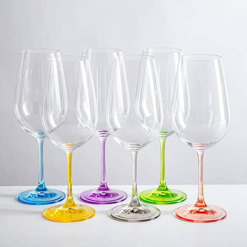 55 Cl Crystalex Bohemia Rainbow Calice Vino Rosso In Vetro Set 6 Pezzi