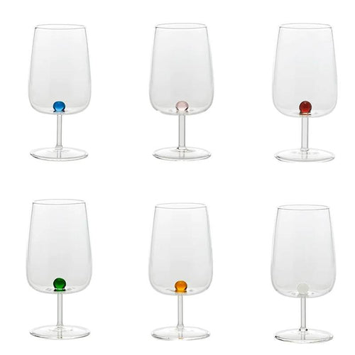 38 Cl Zafferano Bilia Calice Vino Multiuso Bilia Colorata In Vetro Borosilicato Set 6 Pezzi