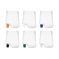 42 Cl Zafferano Gamba De Vero Bicchiere Acqua Tacco Colorato In Vetro Borosilicato Set 6 Pezzi