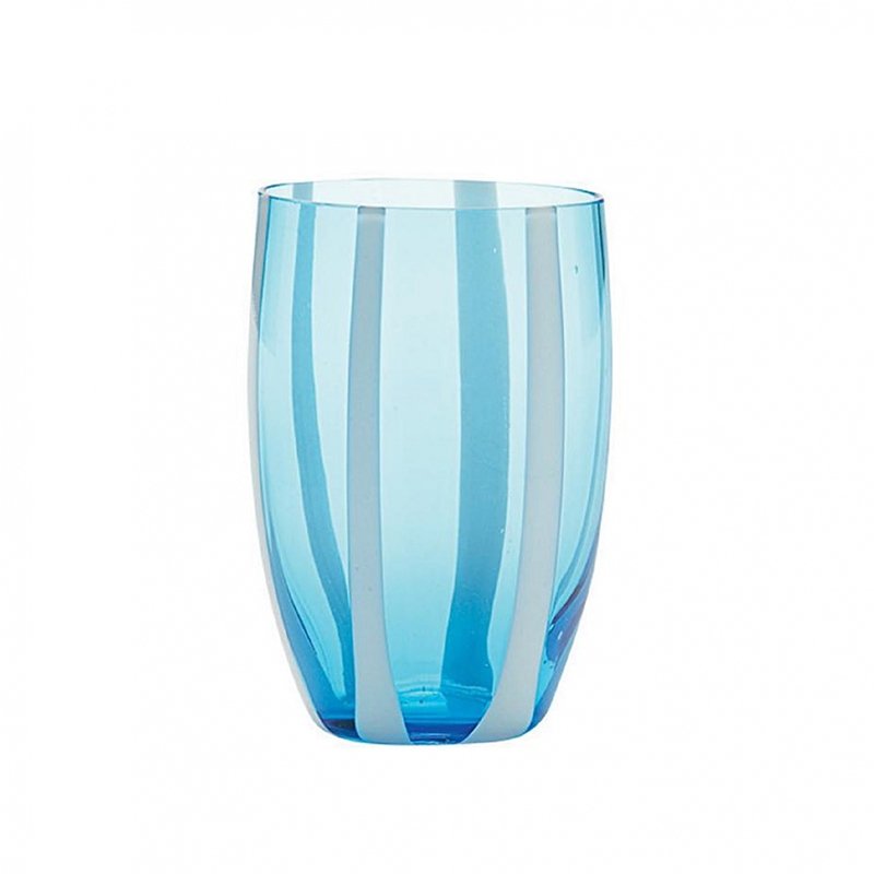 32 Cl Zafferano Gessato Bicchiere Acqua A Righe In Vetro Lavorato A Mano Set 6 Pezzi