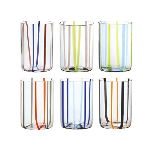 35 Cl Zafferano Tirache Bicchiere Acqua In Vetro Borosilicato Set 6 Pezzi