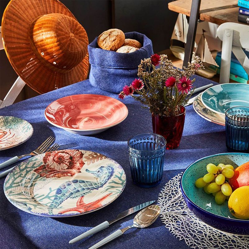 Tognana Vela Aquarium Servizio Piatti In Stoneware Set 18 Pz