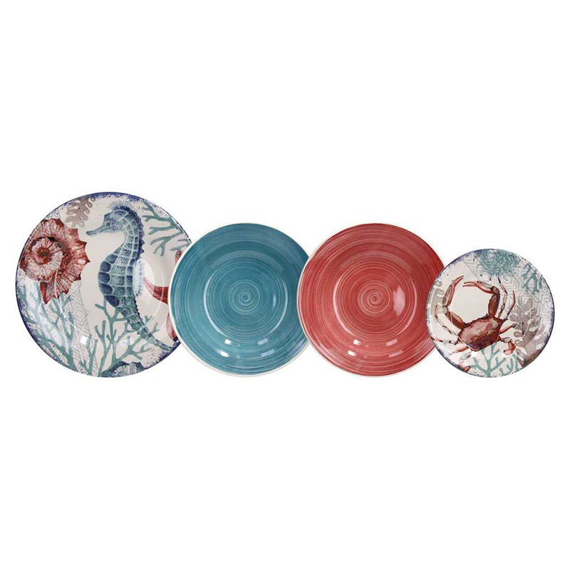 Tognana Vela Aquarium Servizio Piatti In Stoneware Set 18 Pz