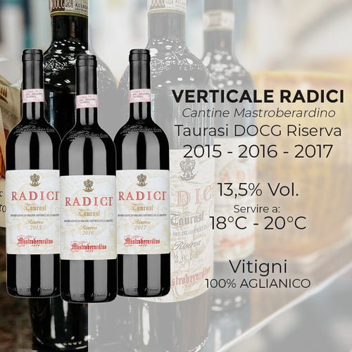 Radici Verticale Taurasi Docg Riserva 2015 2016 2017 Cantine Mastroberardino Set 3 Bottiglie