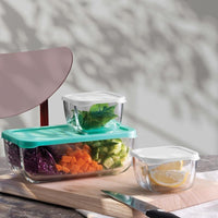 Pasabahce Combo Set Contenitori Per Alimenti Ermetici In Vetro Set 3 Pz