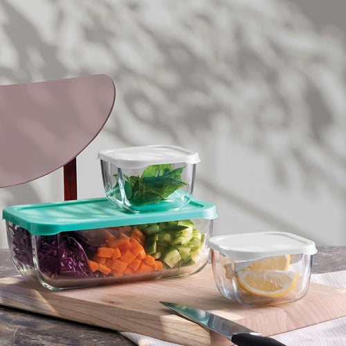 Pasabahce Combo Set Contenitori Per Alimenti Ermetici In Vetro Set 3 Pz