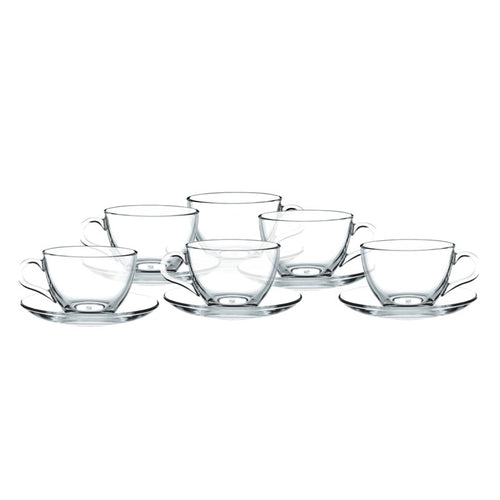 21 5 Cl Pasabahce Basic Tazza Cappuccino In Vetro Set 6 Pezzi