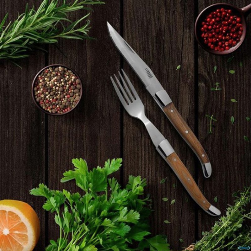 23 Cm Comas Alps Coltello Bistecca In Acciaio Inox Zebrawood Set 6 Pz