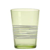40 Cl Zafferano Filante Bicchiere Acqua Righe In Vetro Soffiato Set 6 Pezzi