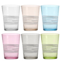 40 Cl Zafferano Filante Bicchiere Acqua Righe In Vetro Soffiato Set 6 Pezzi