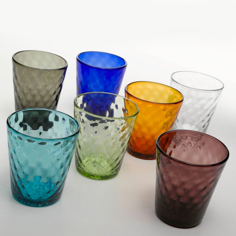 35 Cl Zafferano Balloton Bicchiere Acqua In Vetro Soffiato Set 6 Pezzi