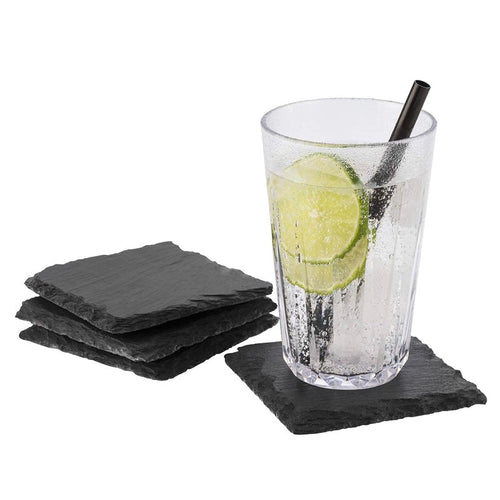 10X10 Cm Aps Sottobicchieri In Ardesia Set 4 Pz