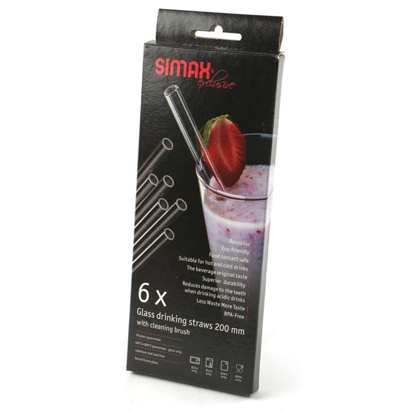 20 Cm Simax Cannucce Riutilizzabili In Vetro Set 6 Pezzi