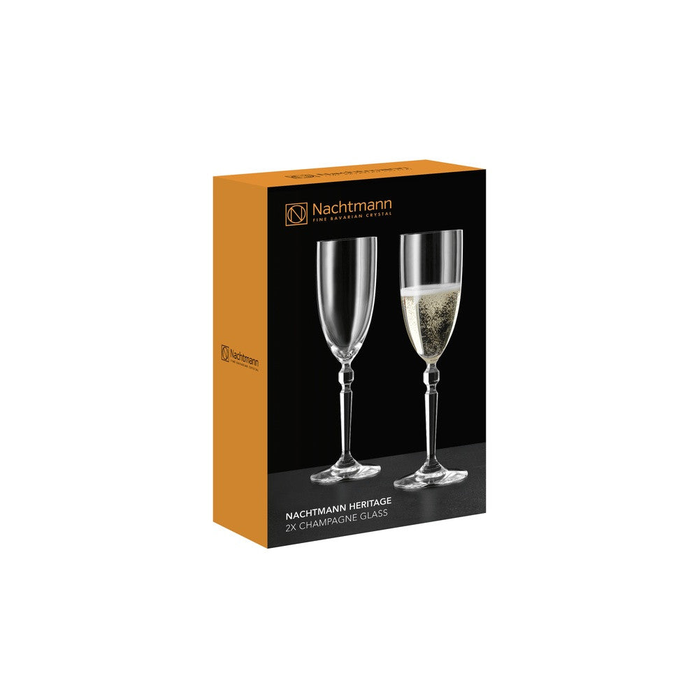 23 cl - Nachtmann Heritage Calice Flute Champagne In Vetro Cristallino - Set 2 Pz