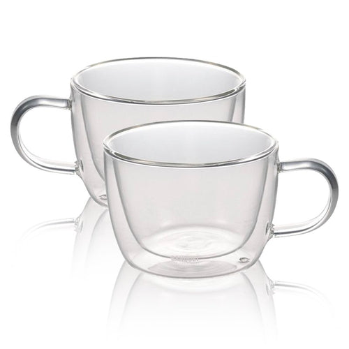 32 Cl Ilsa Tazza Cappuccino Doppia Parete In Vetro Borosilicato Set 2 Pezzi