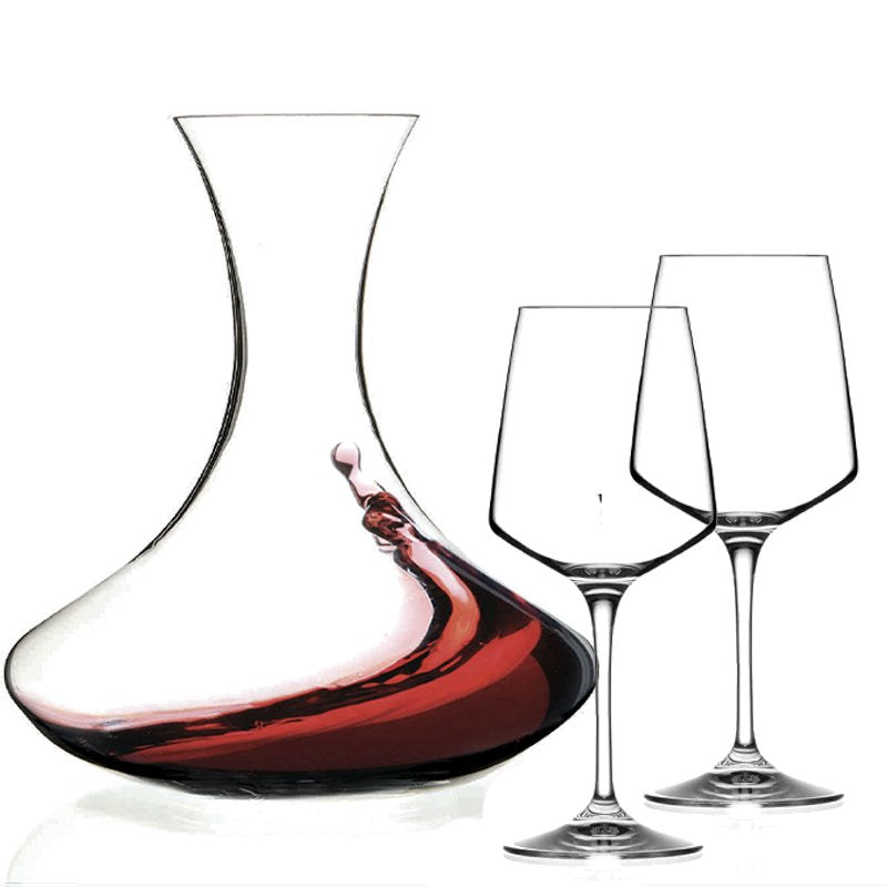 Rcr Aria Set Calici E Decanter In Vetro Set 3 Pezzi