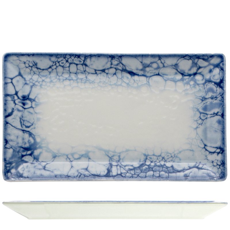 26X15 Cm Saturnia Bubble Piatto Vassoio Rettangolare In Porcellana Set 6 Pz