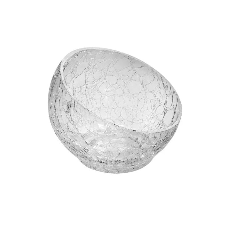 18 Cm Crackle Coppa Inclinata Satinata In Vetro Set 2 Pezzi