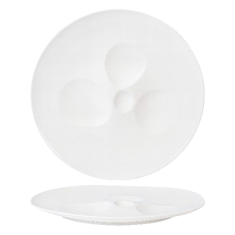 26X26 5 Cm Essentia Magnesium Moon Piatto Presentazione Irregolare In Porcellana Set 2 Pz