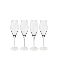 26 cl - Villeroy & Boch Manufacture Rock Blanc Calice Flute Champagne In Vetro Cristallino - Set 4 Pz