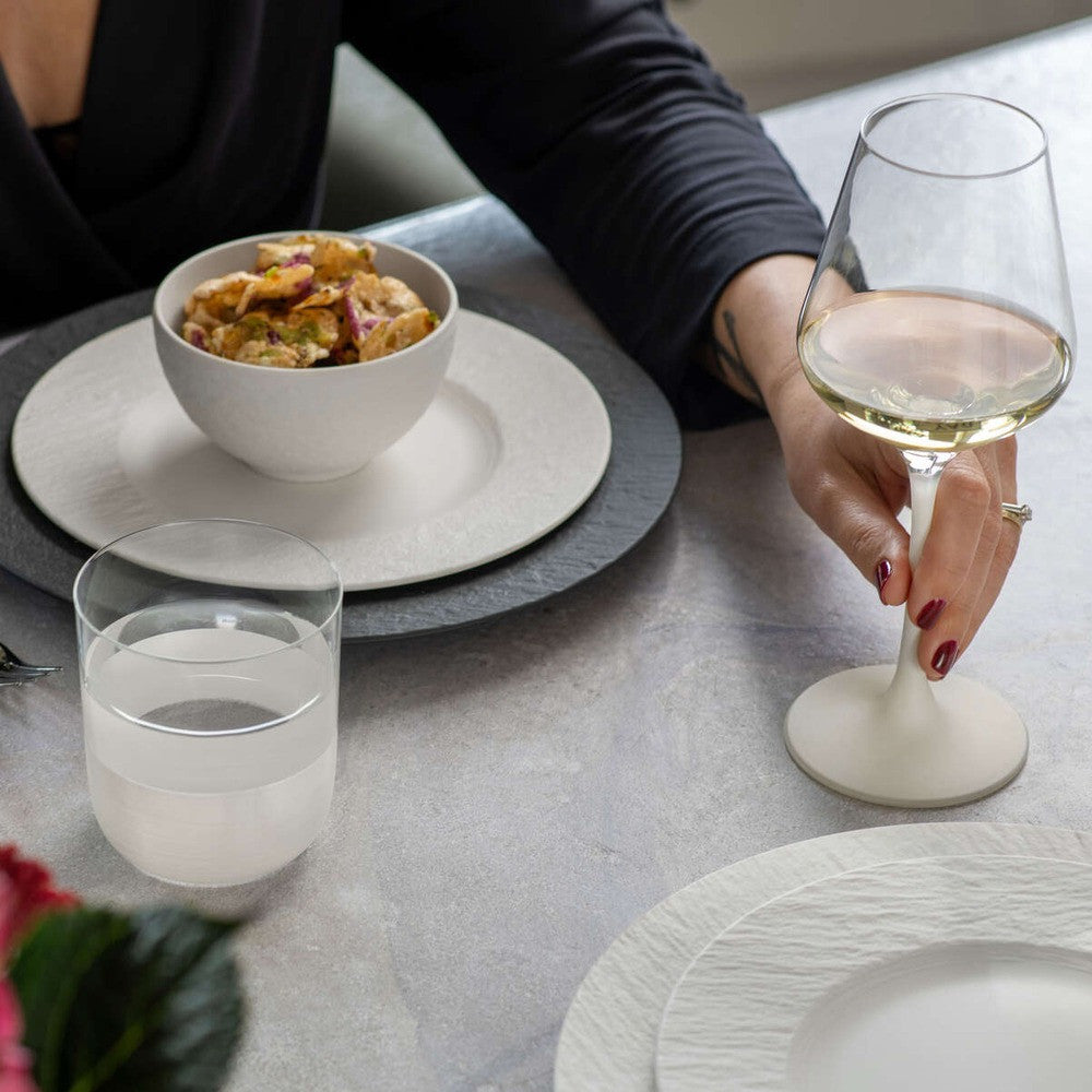 25 cl - Villeroy & Boch Manufacture Rock Blanc Bicchiere Acqua In Vetro Cristallino - Set 4 Pz